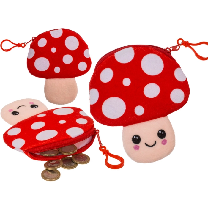 Pluszowa Saszetka Kawaii Muchomorek – Uroczy Schowek na Monety i Drobiazgi