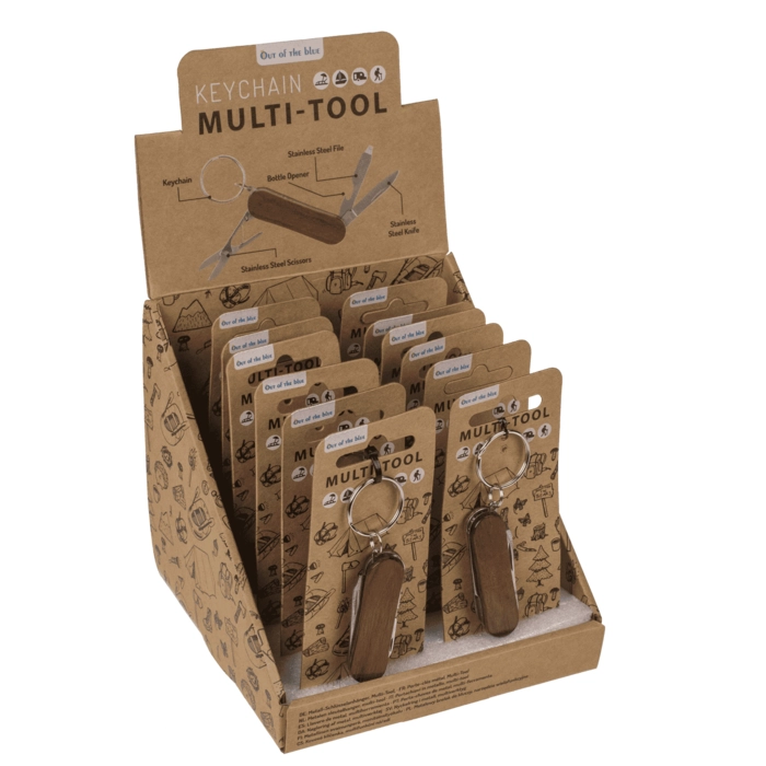 Brelok scyzoryk Multi-Tool z drewnem – praktyczny gadżet | Hurtownia gadżetów