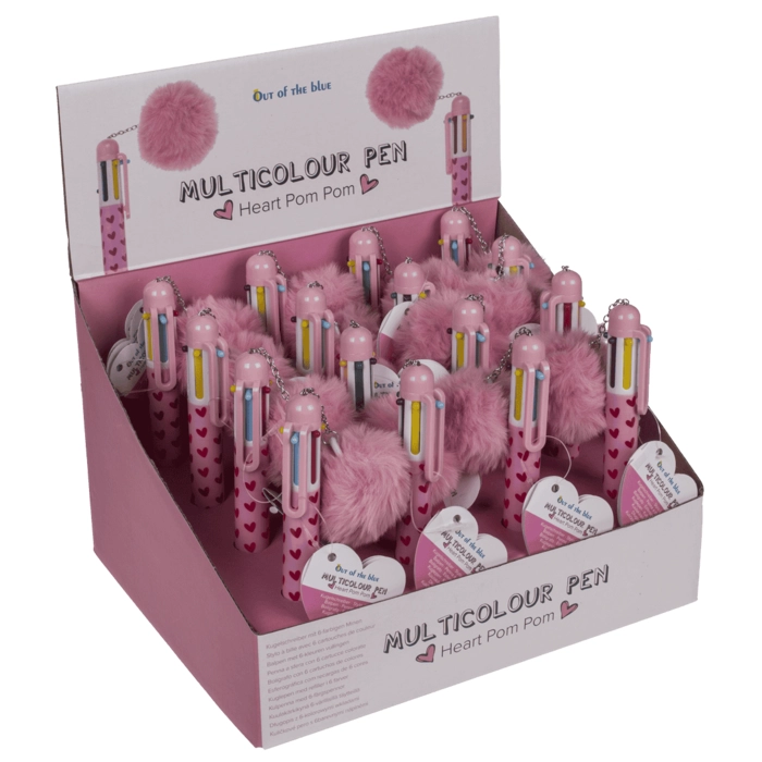 Długopis 6-kolorowy z Pomponem – Heart Pom Pom | Hurtownia Gadżetów i Upominków Kemis.pl