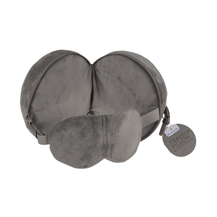 Poduszka Podróżna Pluszowa z Opaską na Oczy