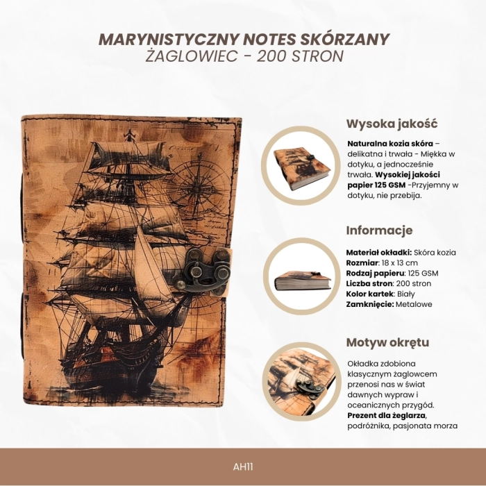 Notes Skórzany – Żaglowiec Retro dla Odkrywców Mórz