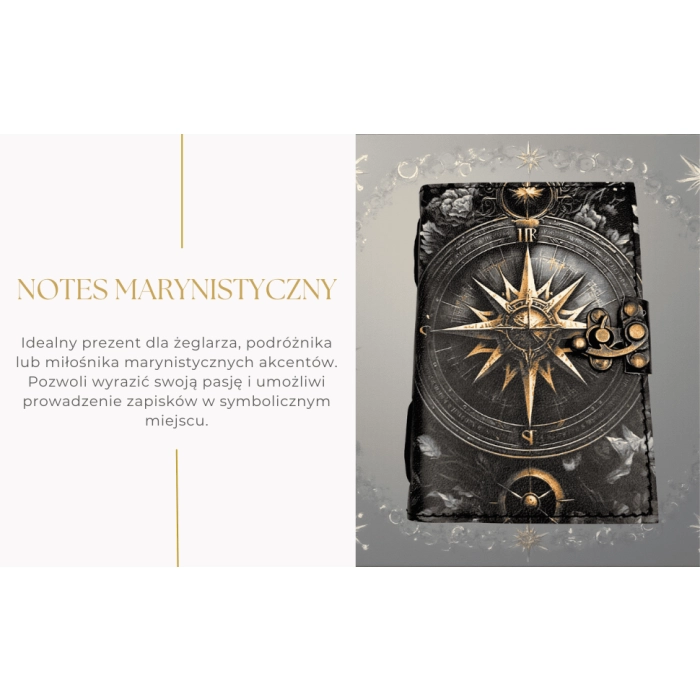 Skórzany Notes Retro z Różą Wiatrów – 200 stron