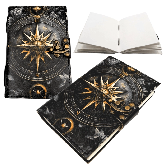 Skórzany Notes Retro z Różą Wiatrów – 200 stron