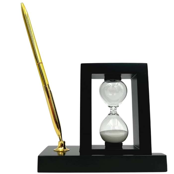 Zestaw na Biurko z Klepsydrą 3 Minuty i Stojakiem na Długopis