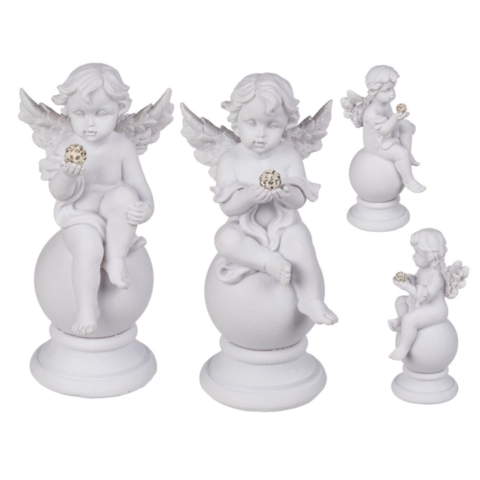 Figurka Aniołka na Kuli z Kryształową Ozdobą – Elegancka Dekoracja | Hurtownia Upominków Kemis.pl