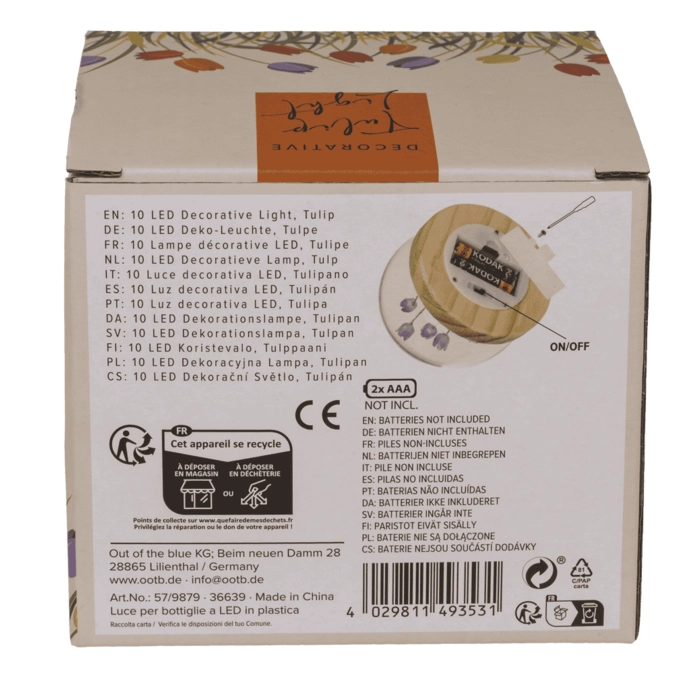 Dekoracyjna kula LED z tulipanami – ozdoba świetlna 10 cm