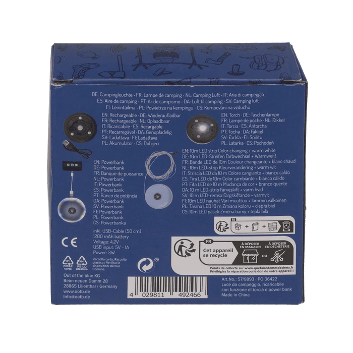 Lampa Campingowa LED 3w1 – Latarka, Powerbank i Girlanda 10 m