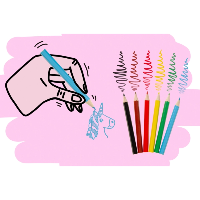 Drewniane kredki mini jednorożec (6 sztuk)