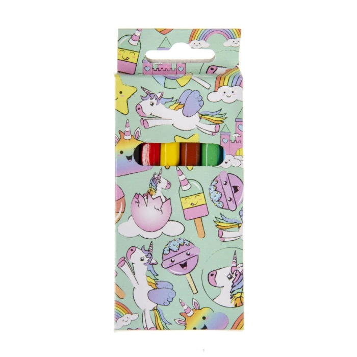 Drewniane kredki mini jednorożec (6 sztuk)