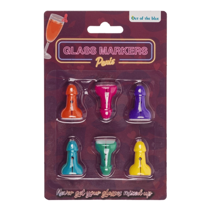 Znaczniki do Kieliszków Penis – Zestaw 6 Silikonowych Markerów | Gadżety Imprezowe dla Dorosłych | Kemis.pl