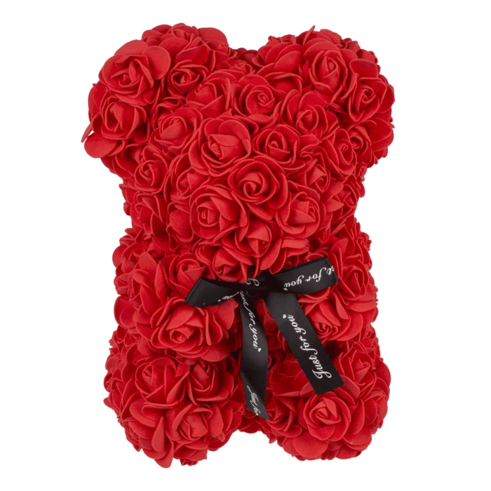 Miś z róż 25 cm w eleganckim pudełku – romantyczny prezent