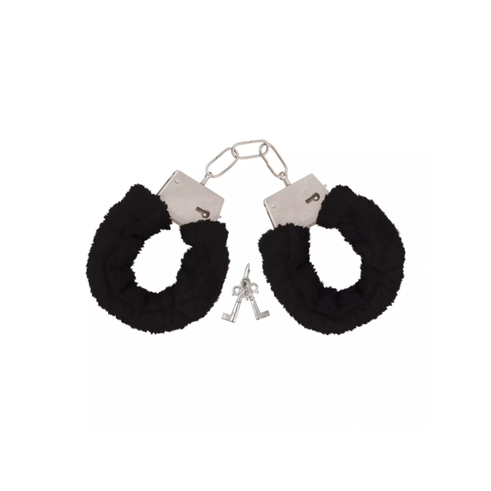 Kajdanki z Futerkiem Czarne – Zmysłowy Gadżet dla Par | Gadżety | Kemis.pl