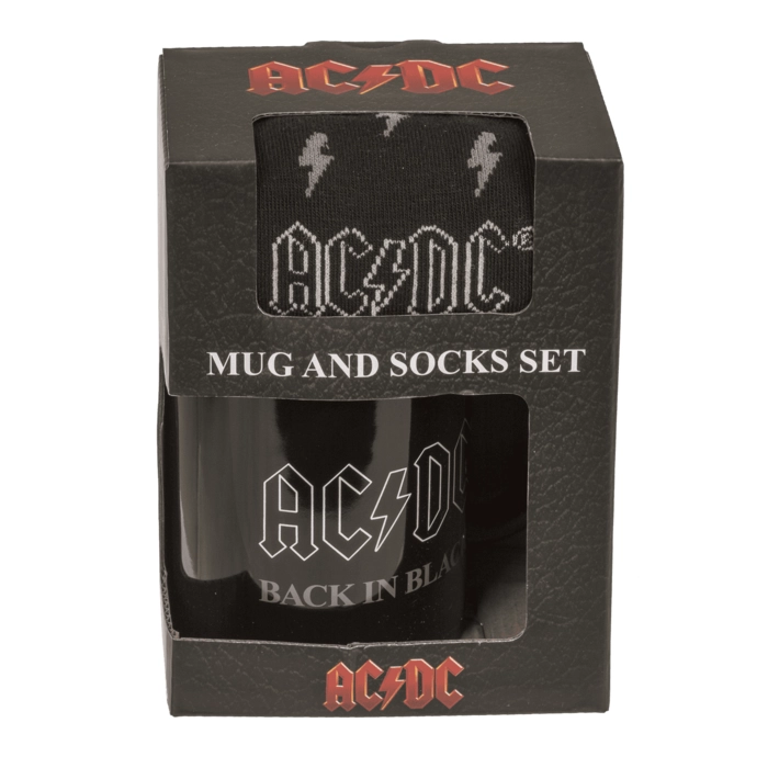 Zestaw Prezentowy AC/DC „Back in Black” – Kubek i Skarpetki dla Fanów Ciężkiego Brzmienia