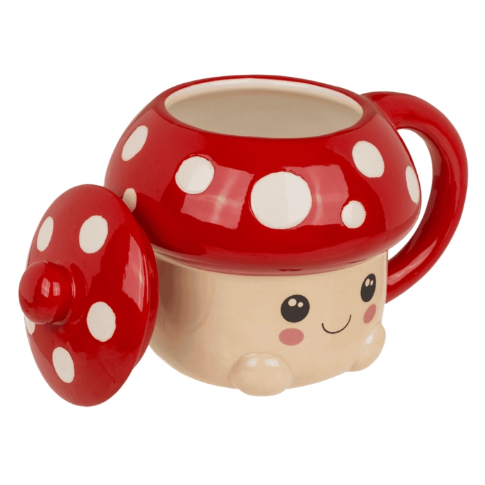 Kubek Muchomorek z Pokrywką – Oryginalny Prezent Kawaii | Hurtownia Gadżetów Kemis.pl