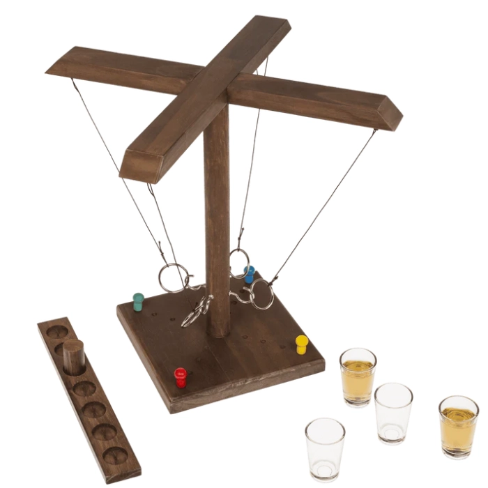 Drewniana Gra Alkoholowa z Rzutem Pierścieniem