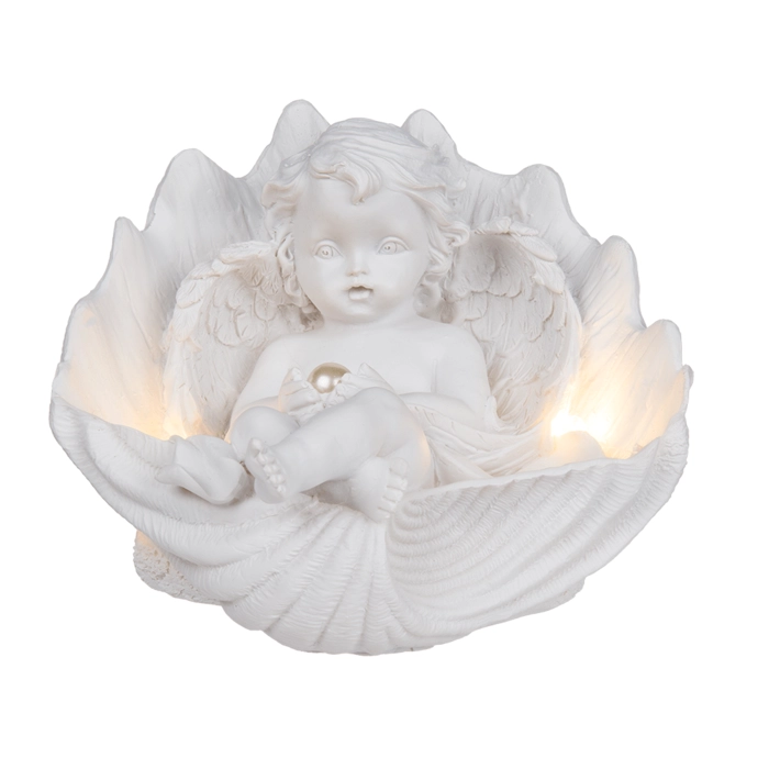 Figurka Aniołka z Perłą i Światłem LED – Nastrojowa Dekoracja | Hurtownia Prezentów Kemis.pl