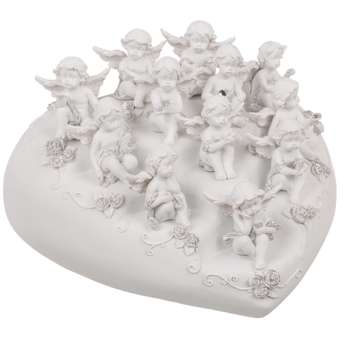 Figurka Aniołka z Kryształowym Sercem – Symbol Miłości i Spokoju | Hurtownia Prezentów Kemis.pl