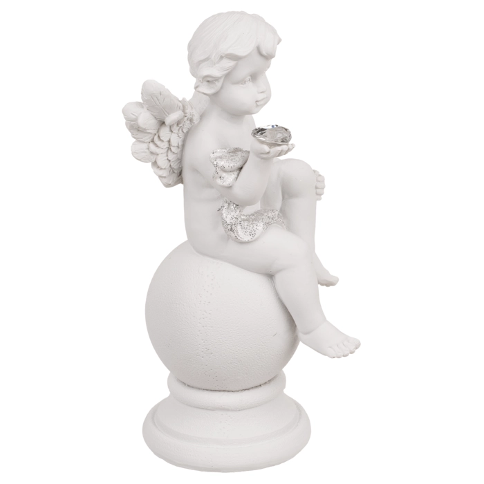 Aniołek z Kryształowym Sercem na Kuli – Elegancka Figurka Dekoracyjna | Hurtownia Prezentów Kemis.pl
