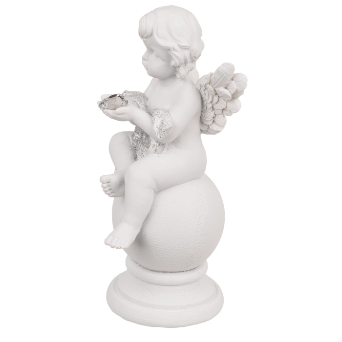 Aniołek z Kryształowym Sercem na Kuli – Elegancka Figurka Dekoracyjna | Hurtownia Prezentów Kemis.pl